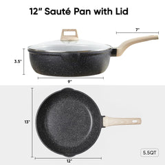 CAROTE close-up of granite nonstick surface demonstrating easy food release
