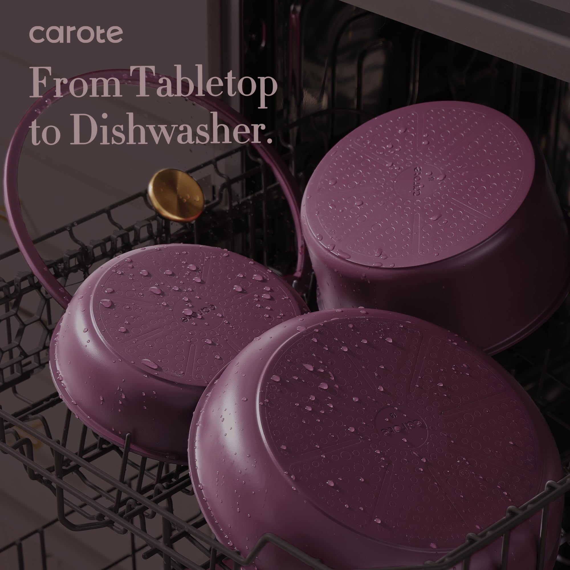 CAROTE 10-inch fry pan cooking on an induction stovetop showing broad stovetop compatibility