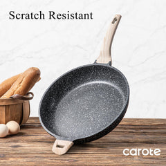 CAROTE skillet on induction stove cooking omelette quickly with even heat distribution