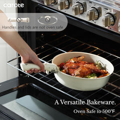 CAROTE pans with glass lids ready for serving to show convenience benefit