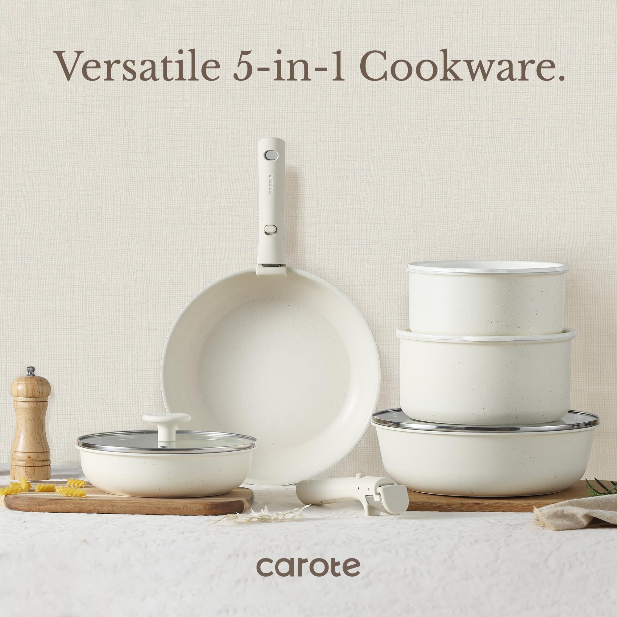 CAROTE saucepan placed in oven without handle for oven-safe versatility
