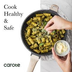 CAROTE pan side profile with ergonomic handle providing comfortable grip and control