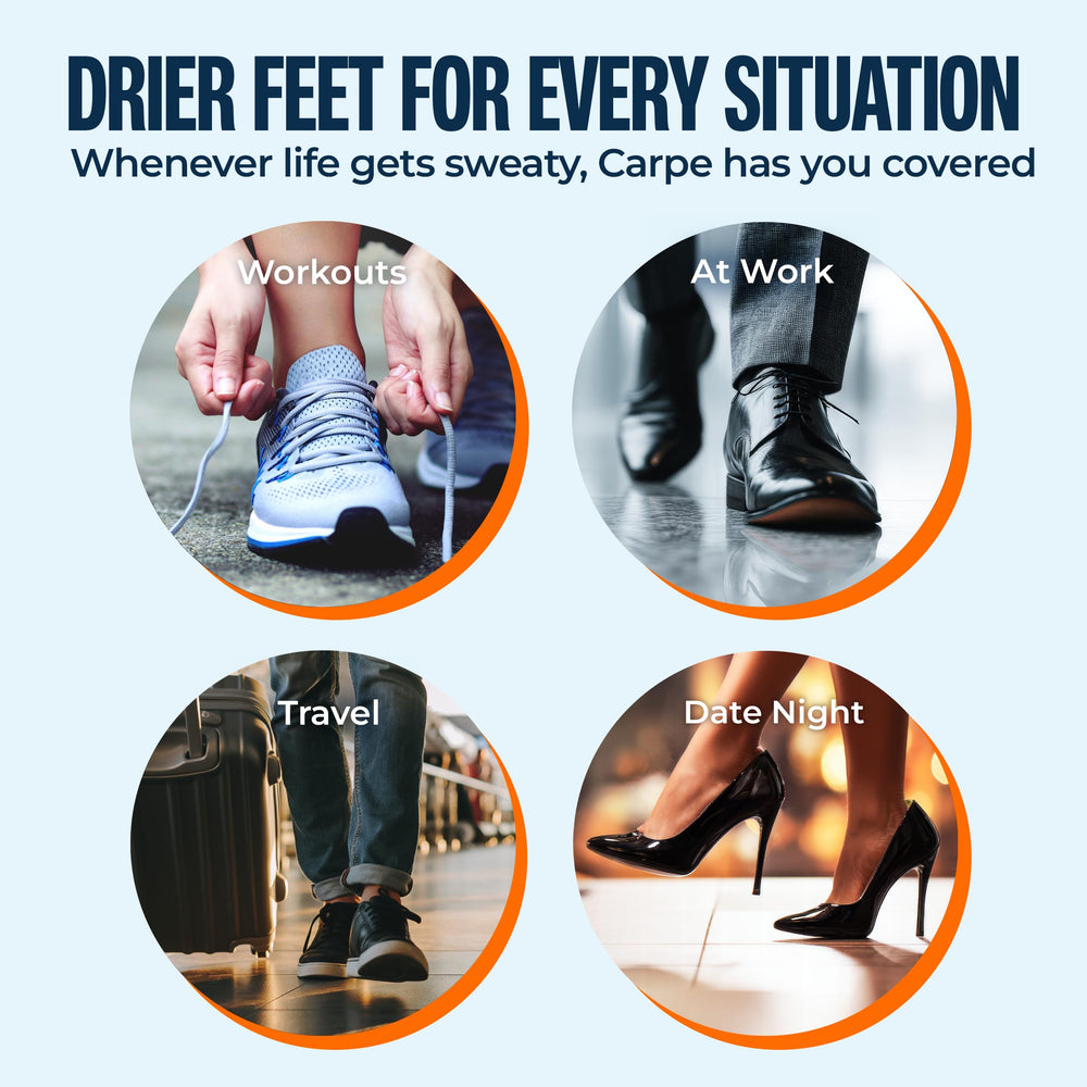 Carpe lifestyle shot with socks and shoes showing confidence and dryness