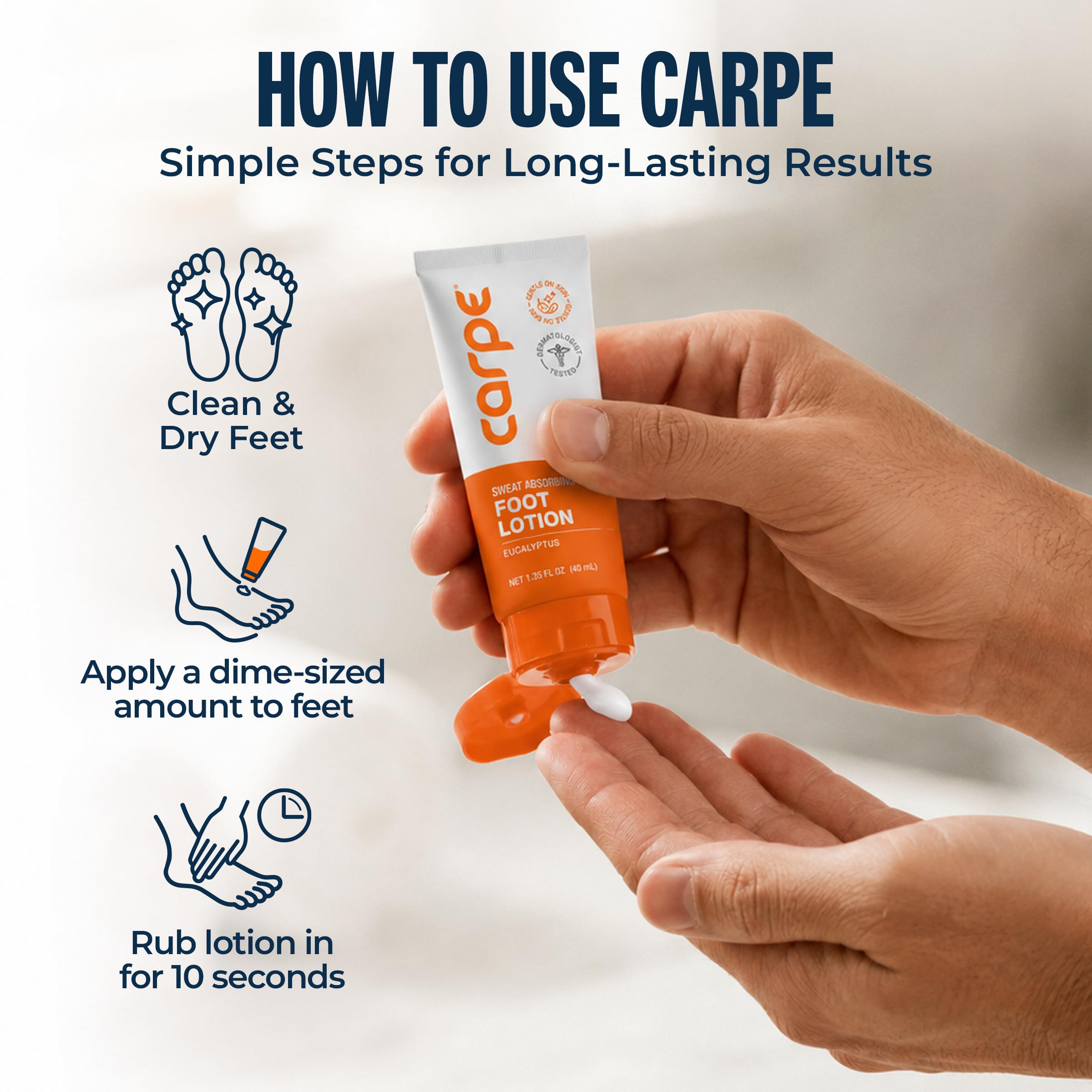 Carpe lotion inside a shoe showing reduced dampness and fresher footwear