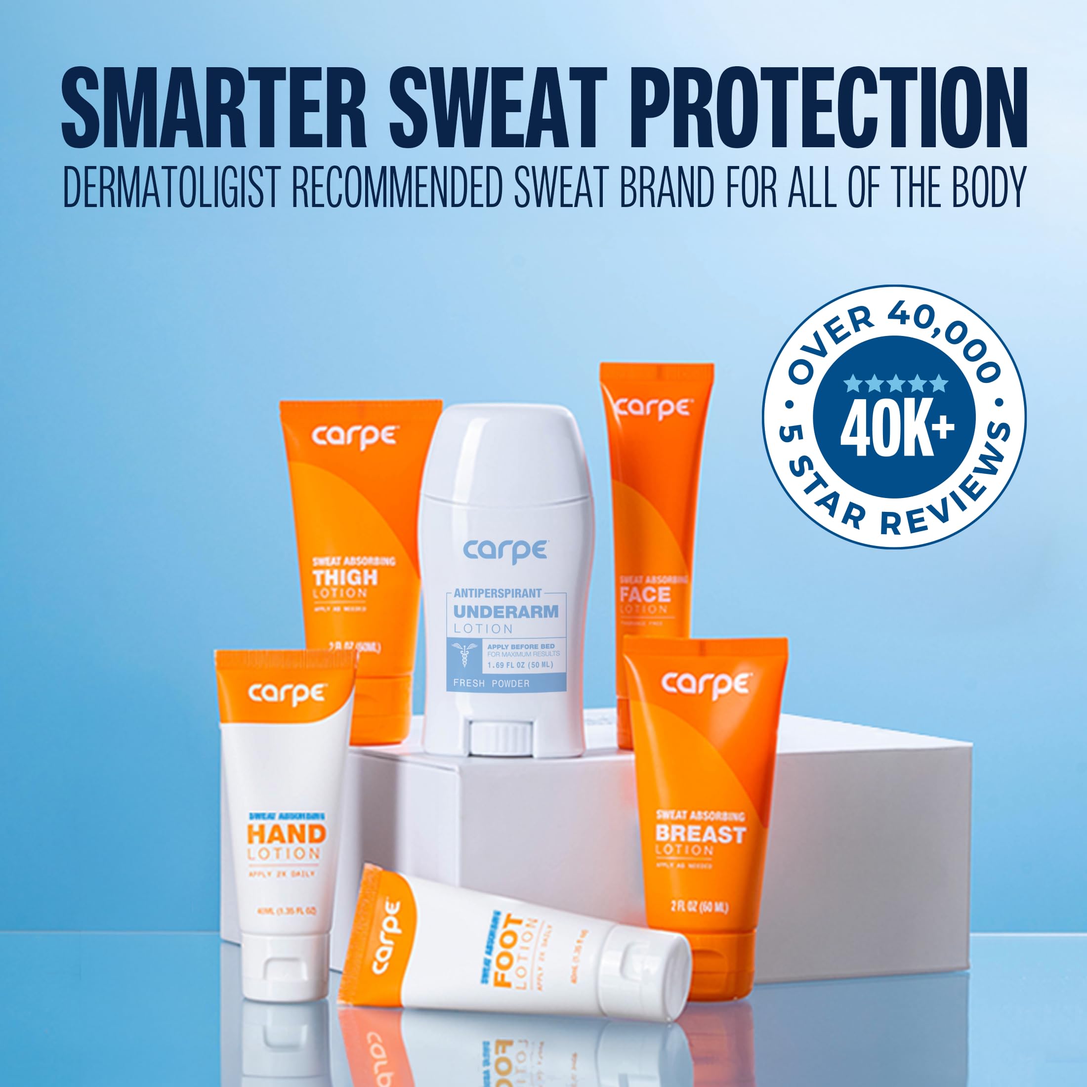 Carpe lotion beside makeup essentials for primer and shine control