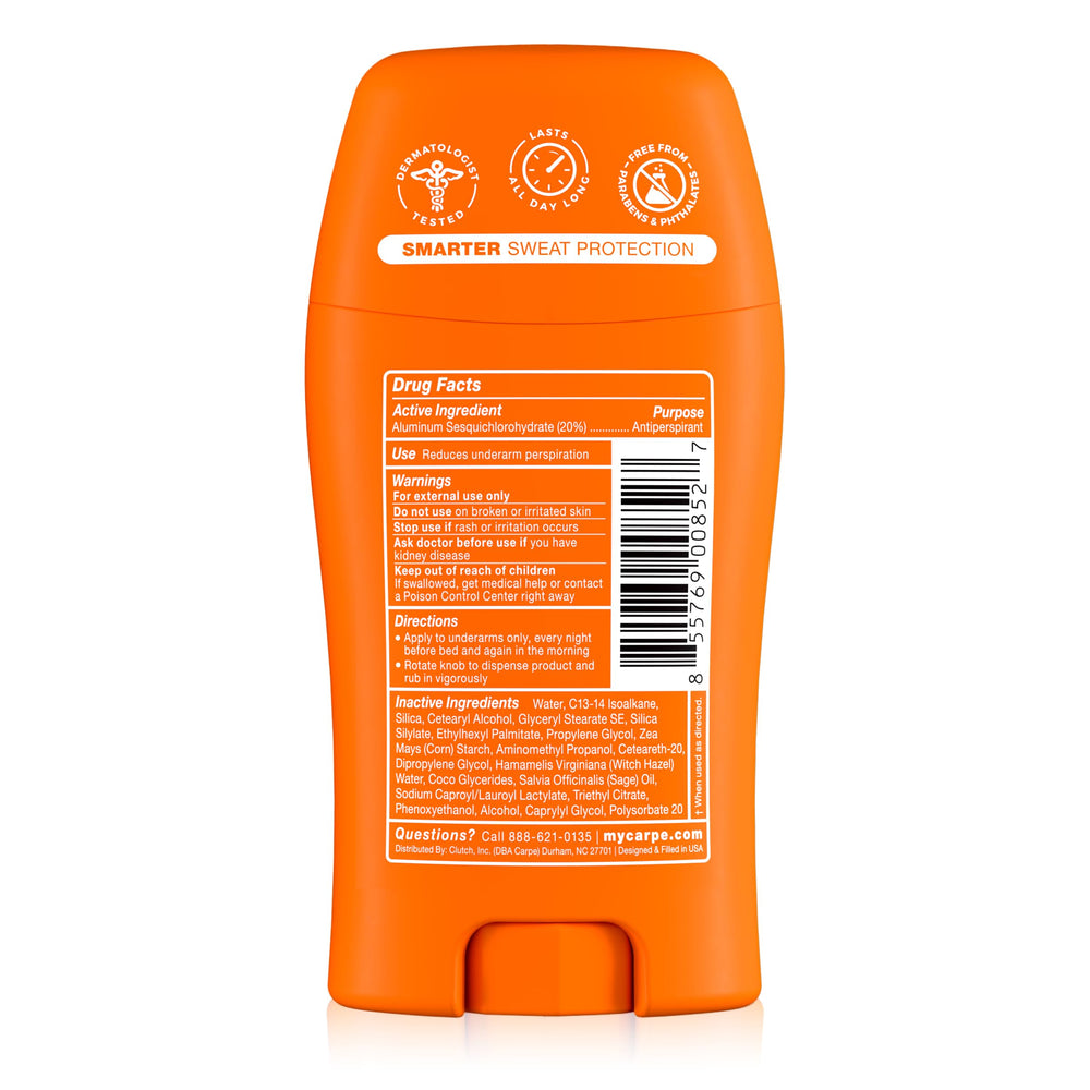 Carpe packaging backside showing features list and directions for use