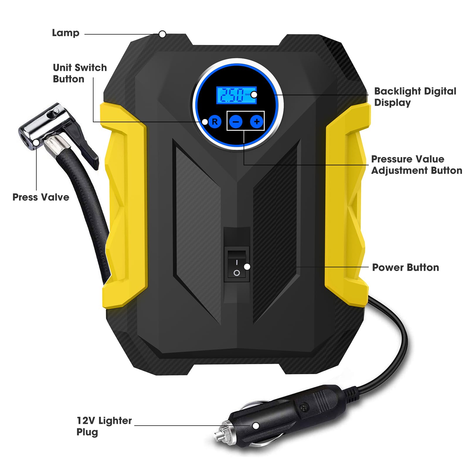 CARSUN roadside setup with inflator, showing emergency readiness and convenience