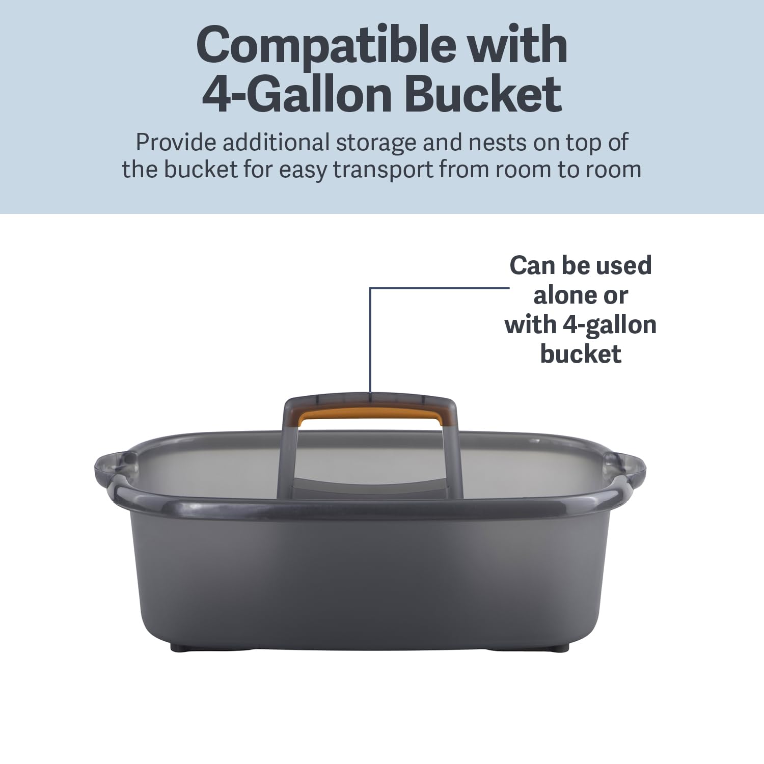 Casabella nested on 1.5-gallon bucket showing compact storage benefit