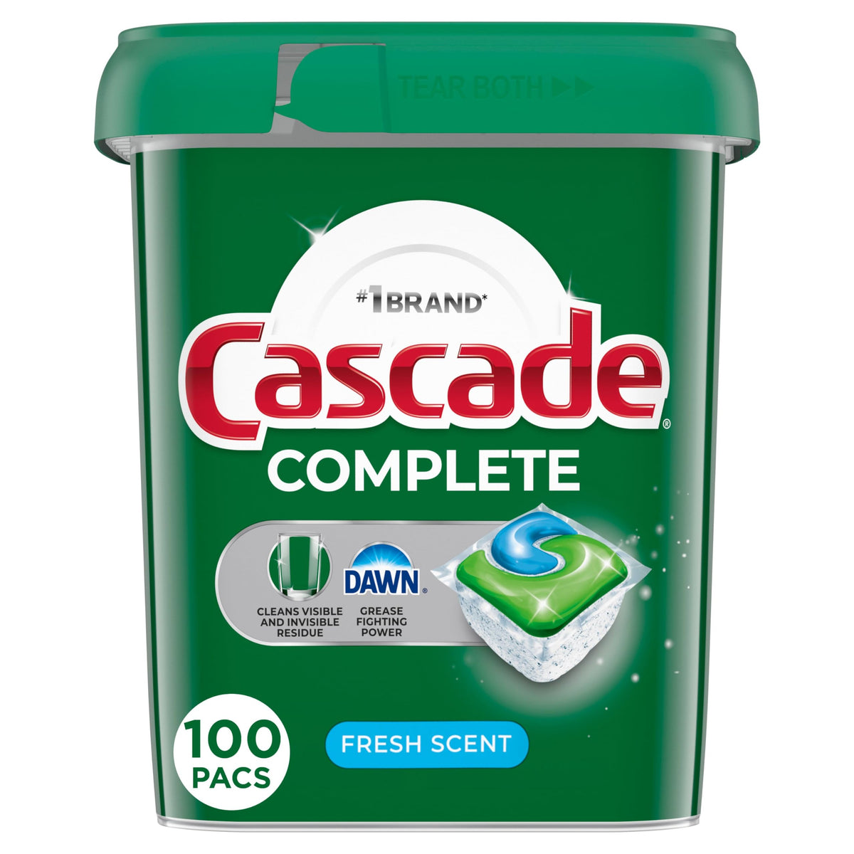 Cascade front packaging showing 100-count and product benefit