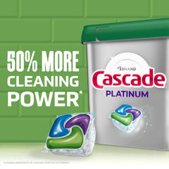 Cascade Platinum pod placed in dishwasher dispenser illustrating simple use benefit