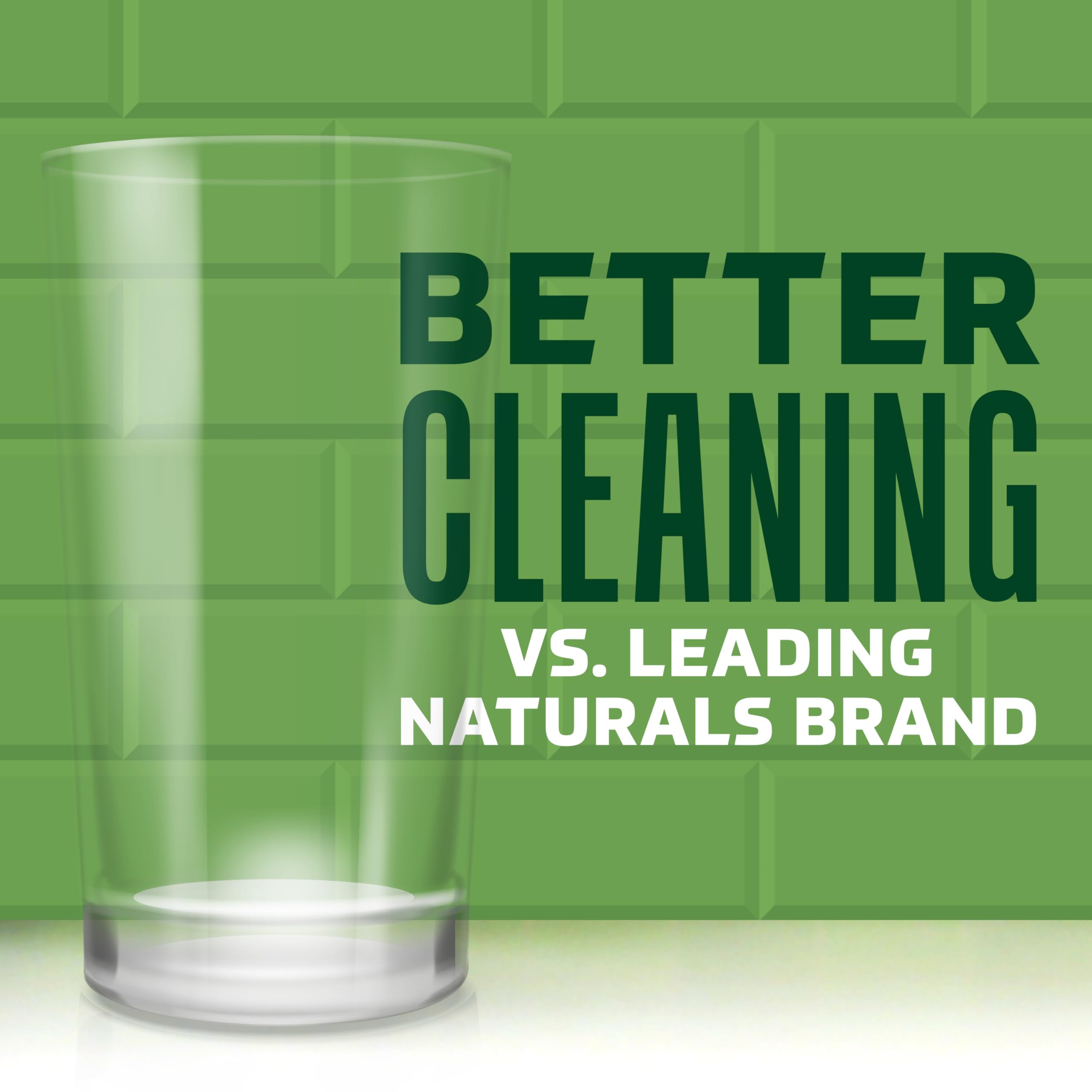 Cascade Platinum before-and-after glassware showing clearer glasses benefit