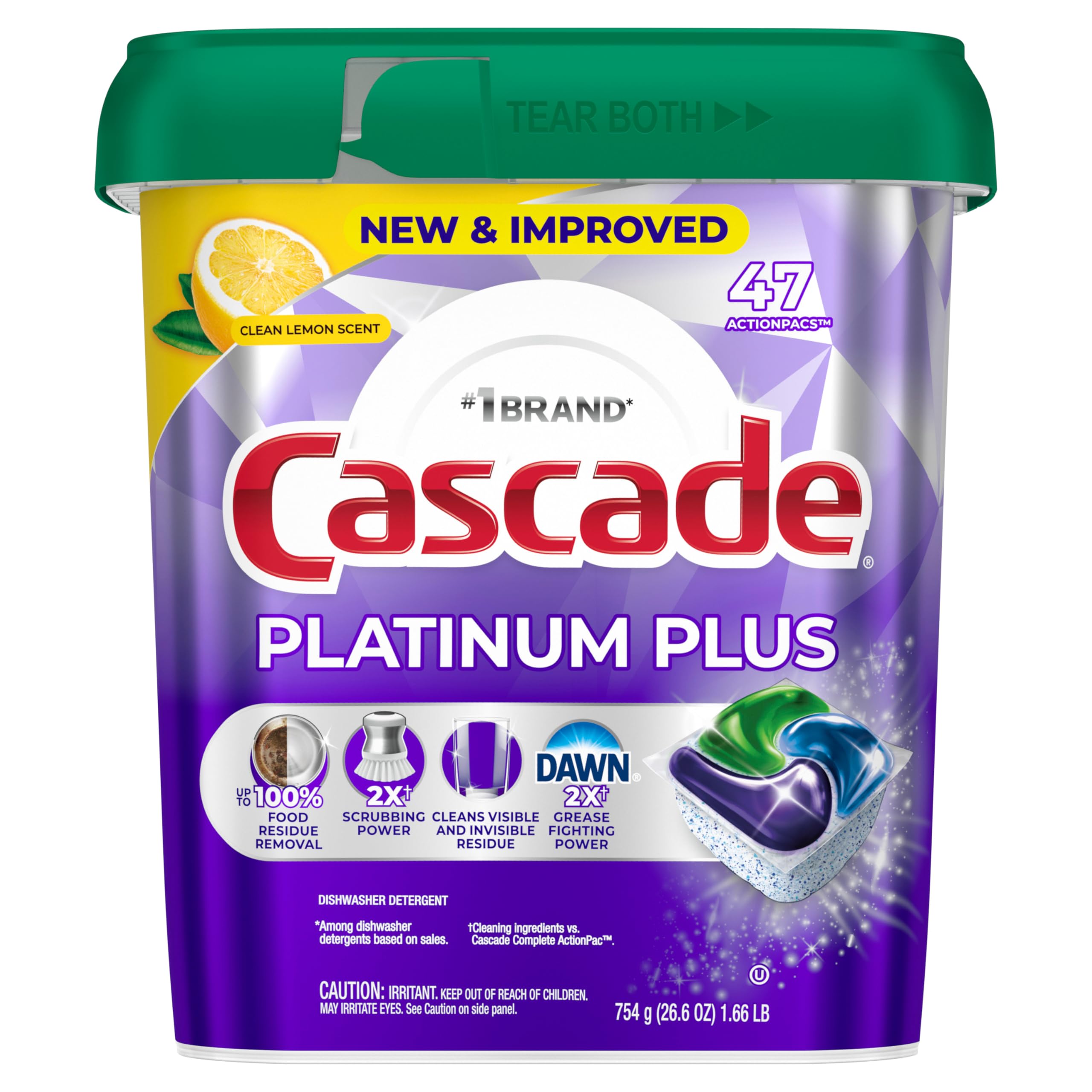 Cascade pods beside a kitchen sink in a lifestyle shot conveying time-saving cleaning