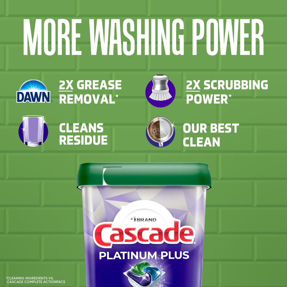 Detail of Cascade pod liquid top showing larger cleaning reservoir for tougher stains