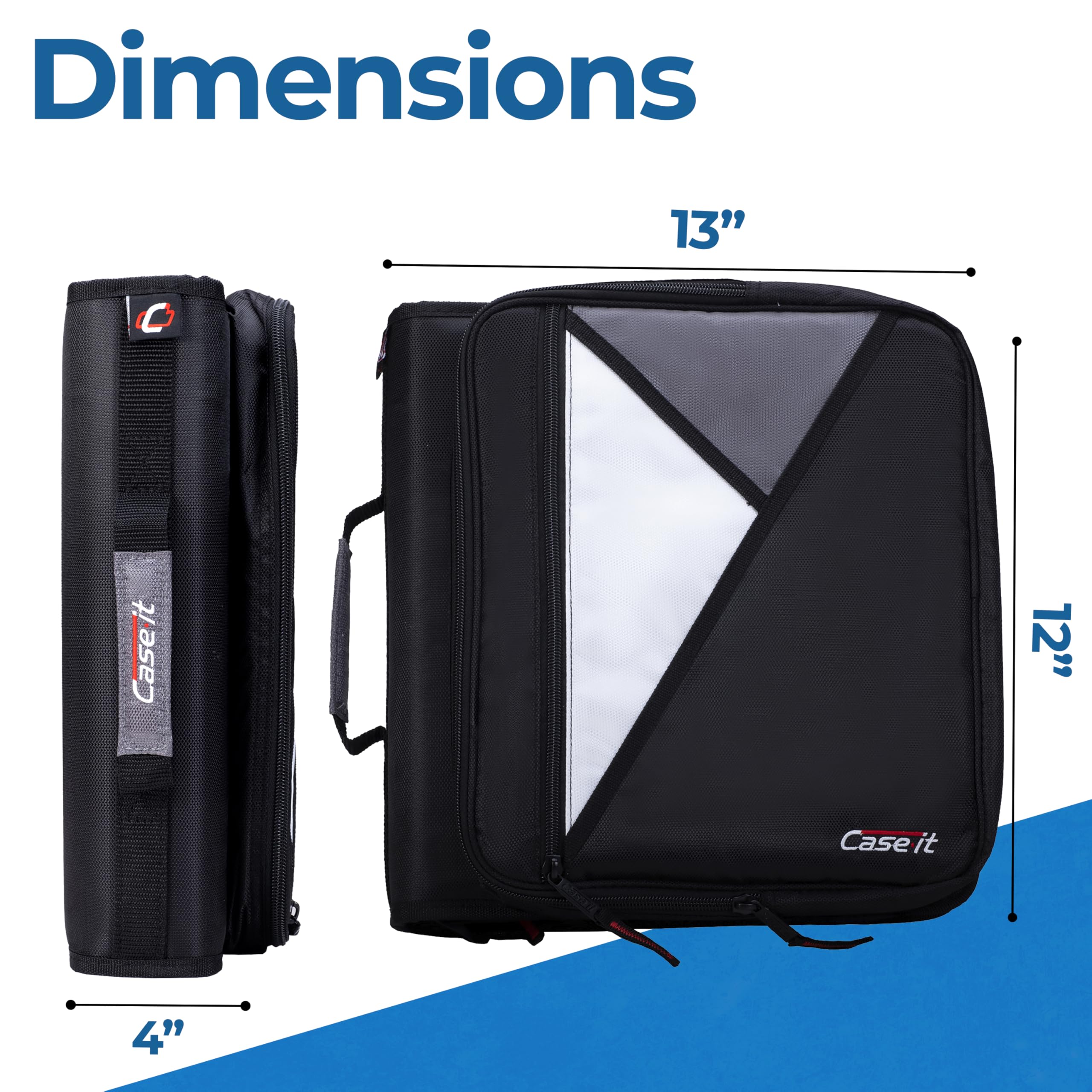 Case-it sturdy handle and adjustable strap for comfortable carrying