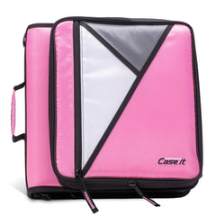 Case-it front closed light pink binder showing organized compact design and portability