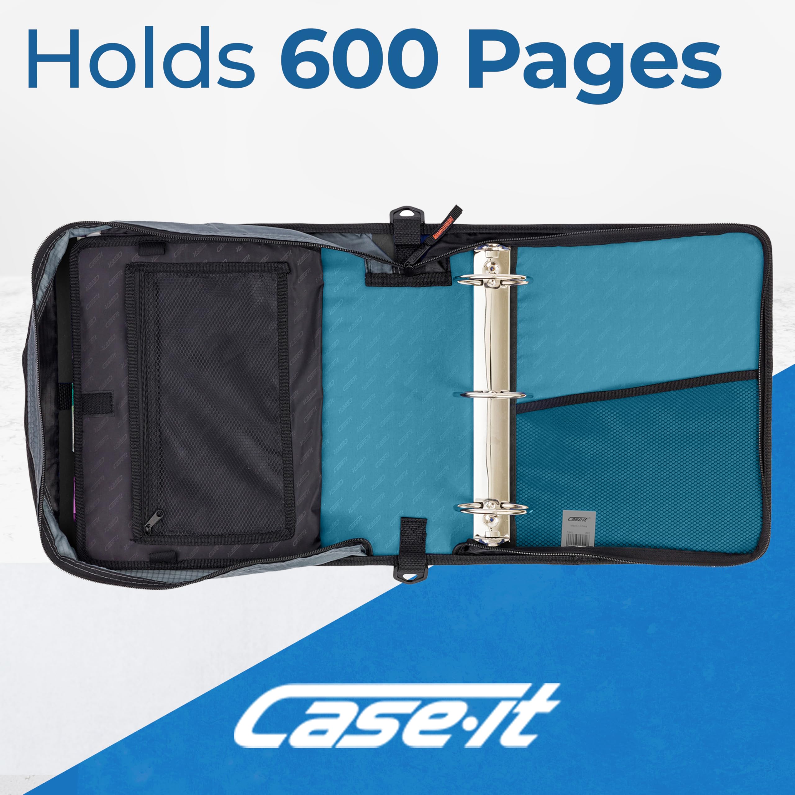 Case-it Mighty Zip Tab built-in 5-tab expanding file close-up showing color-coded subject pockets