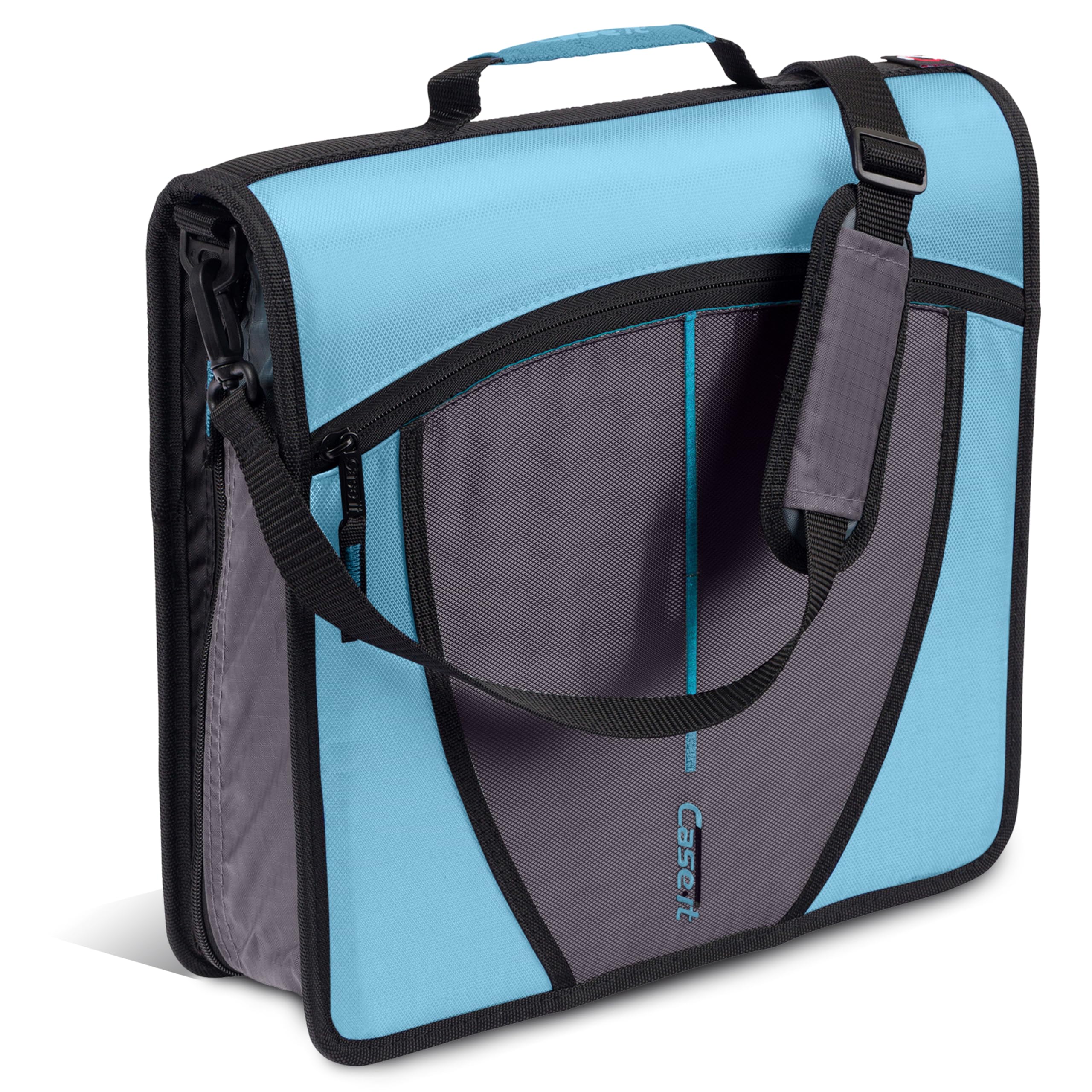 Case-it Mighty Zip Tab front view showing zippered binder and teal color useful for quick identification