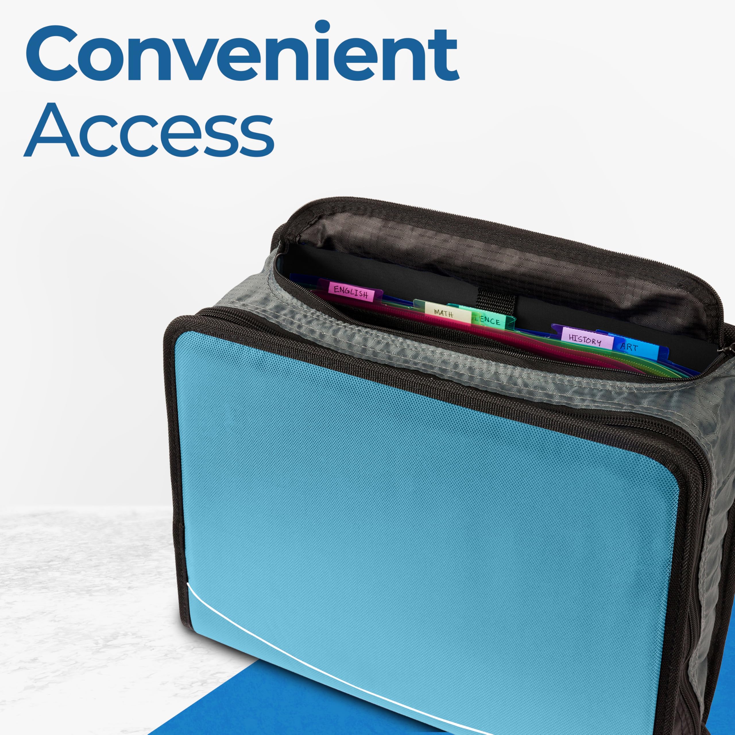 Case-it Mighty Zip Tab sturdy handle and adjustable shoulder strap for comfortable carrying