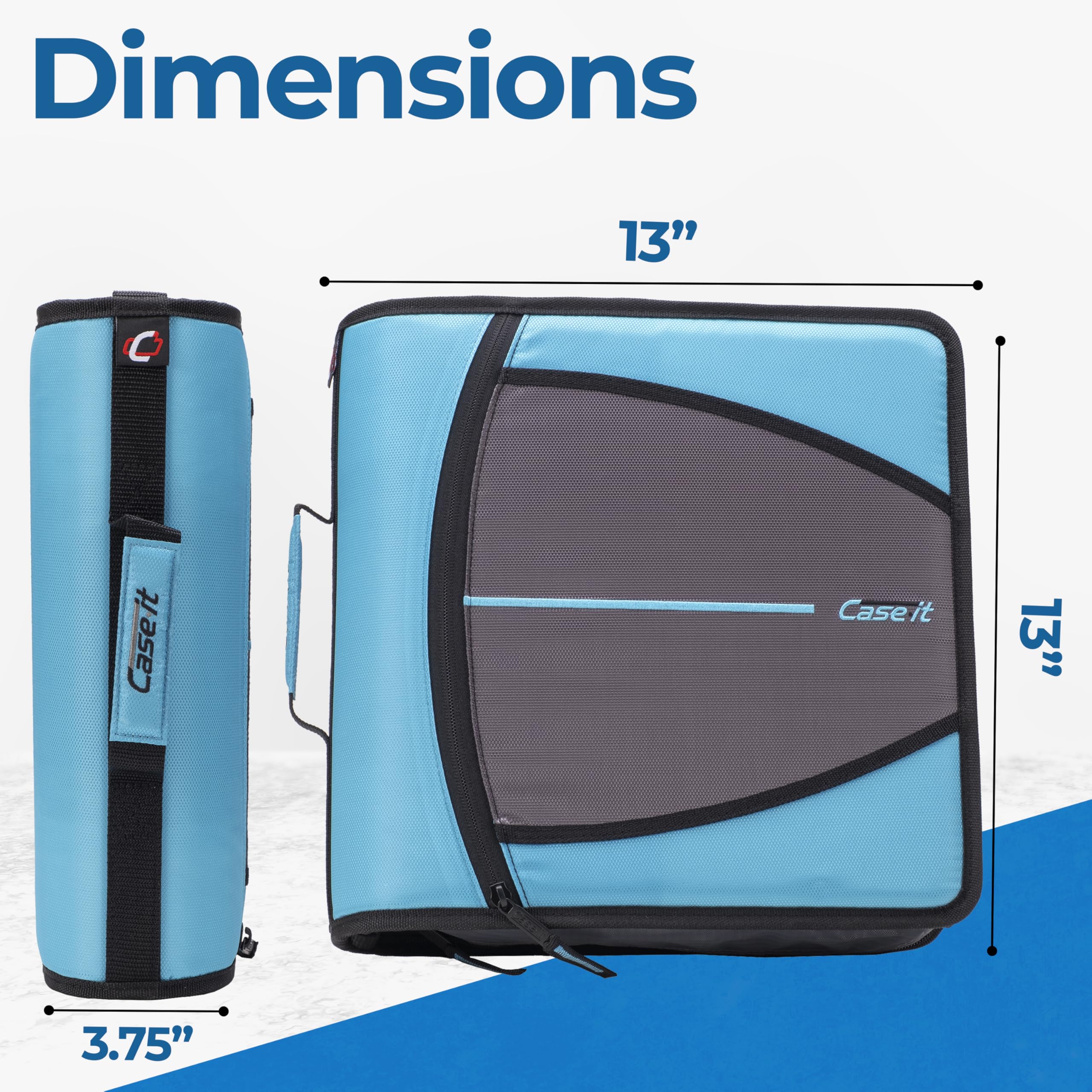 Case-it Mighty Zip Tab zippered pocket filled with pens and phone to keep essentials secure