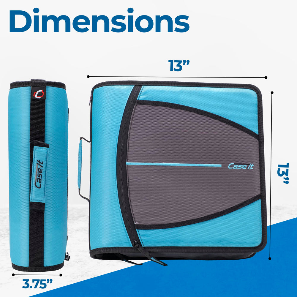 Case-it Mighty Zip Tab zippered pocket filled with pens and phone to keep essentials secure