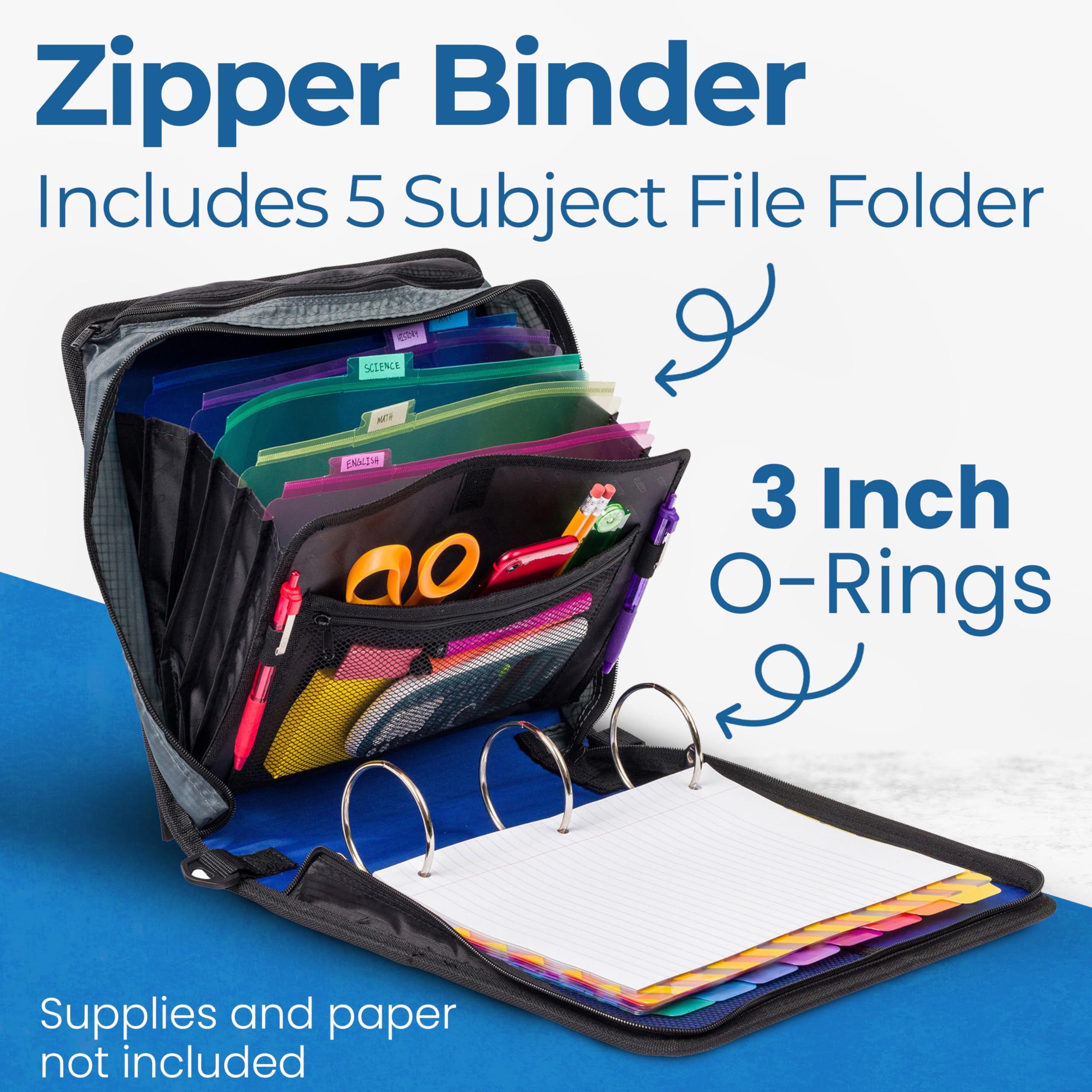 Case-it open displaying 3-inch O-rings that hold many pages securely