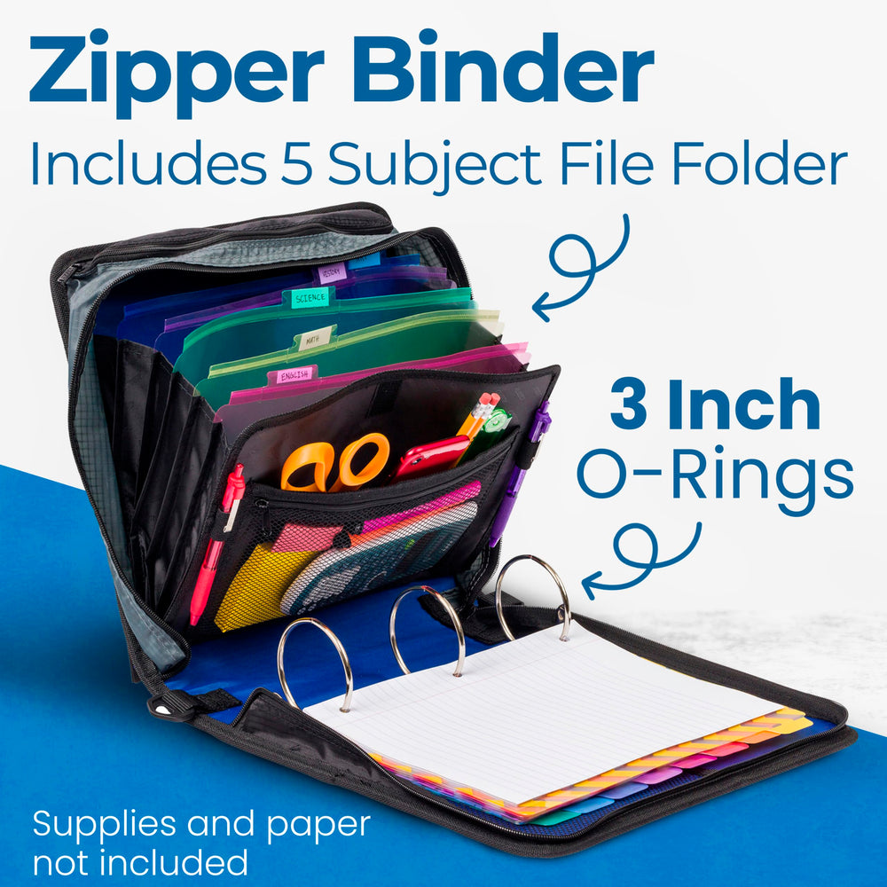 Case-it open displaying 3-inch O-rings that hold many pages securely
