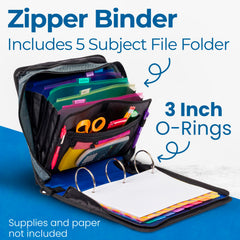 Case-it open displaying 3-inch O-rings that hold many pages securely