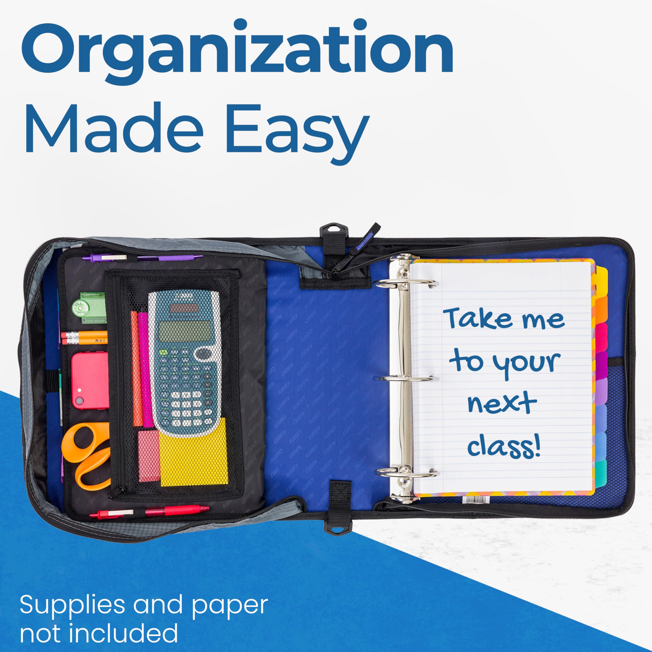 Case-it beside notebook showing scale and generous 600-sheet capacity benefit