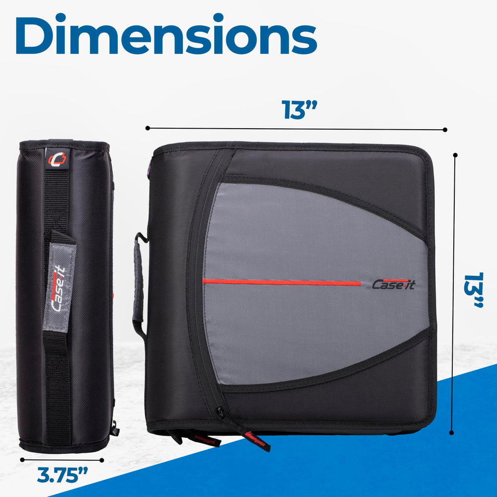 Case-it exterior pocket and handle displayed for simple grab-and-go convenience