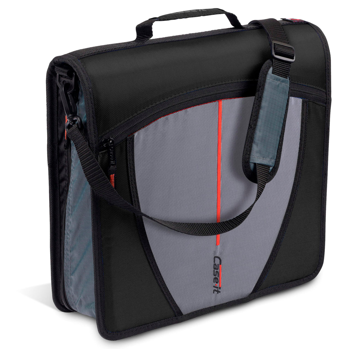 Case-it front view showing zippered cover and organized appearance for easy transport