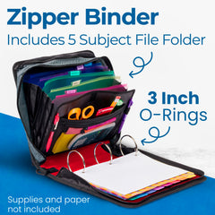 Case-it binder opened flat with 3-inch O-rings visible for high-capacity organization benefit