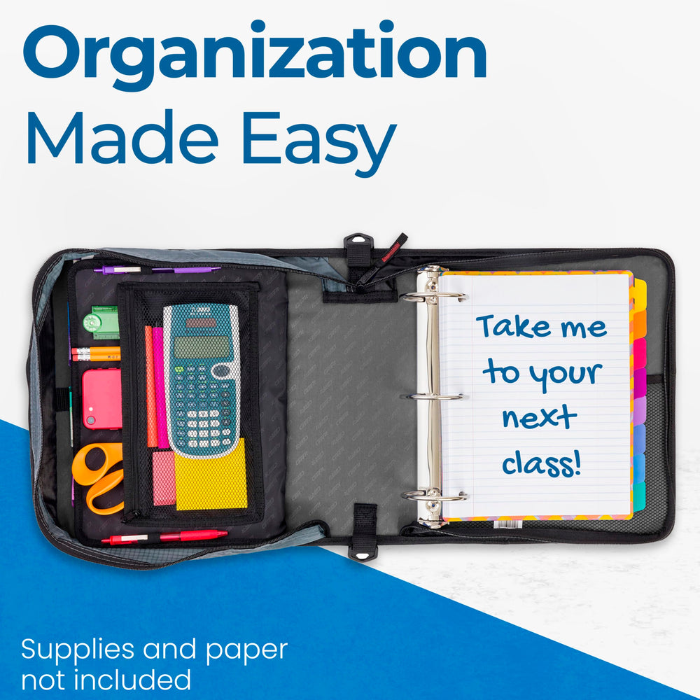 Case-it beside a standard notebook to show 600-sheet capacity and size