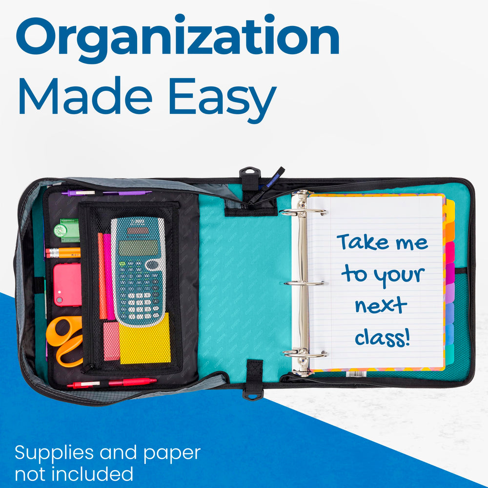 Case-it beside a spiral notebook to show scale and generous 600-sheet capacity