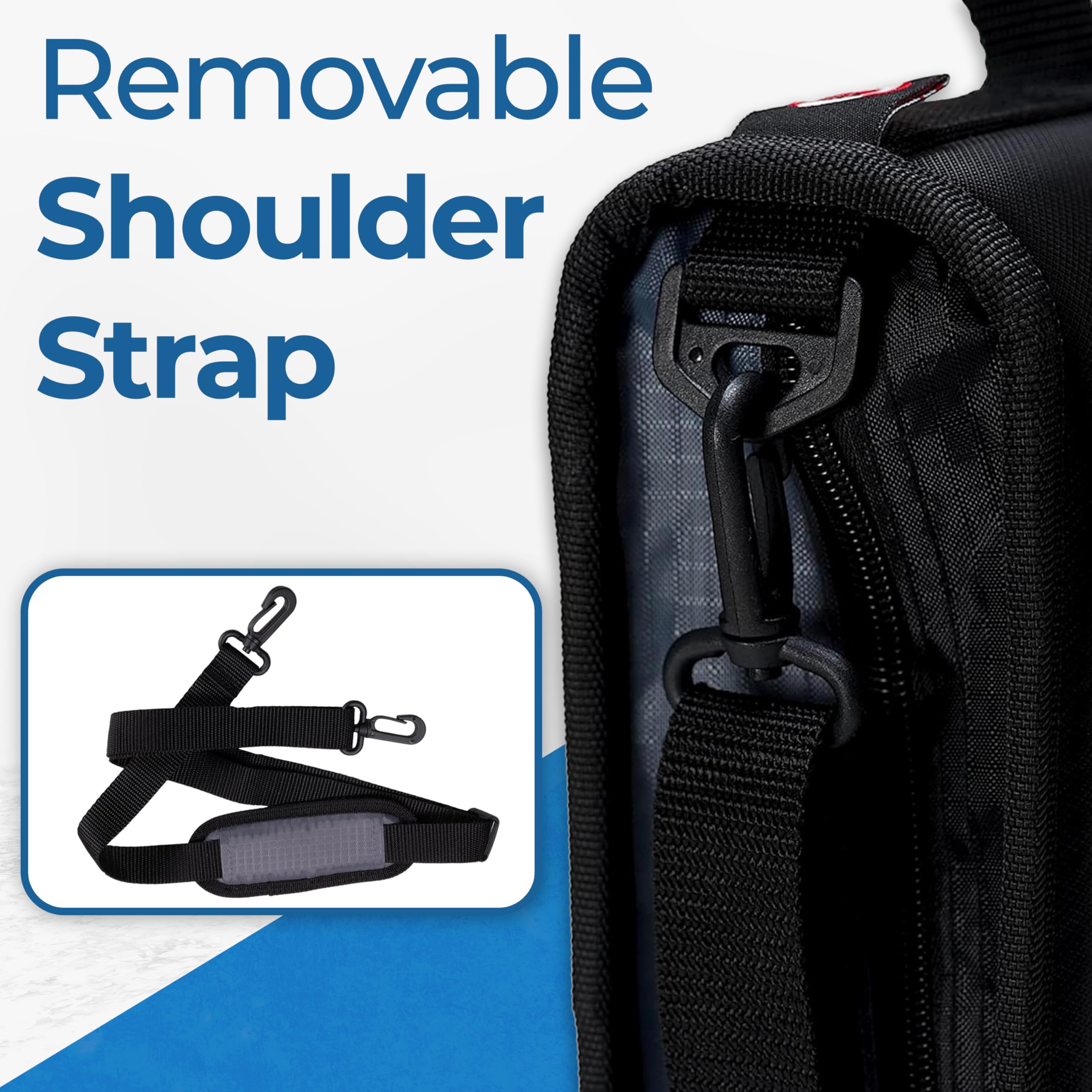 Case-it handle and adjustable shoulder strap for comfortable carrying on the go