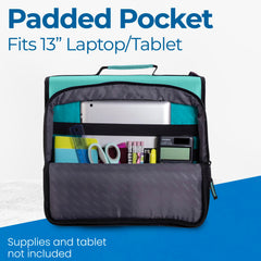 Case-it zippered pockets detail organizing chargers and pens for quick access