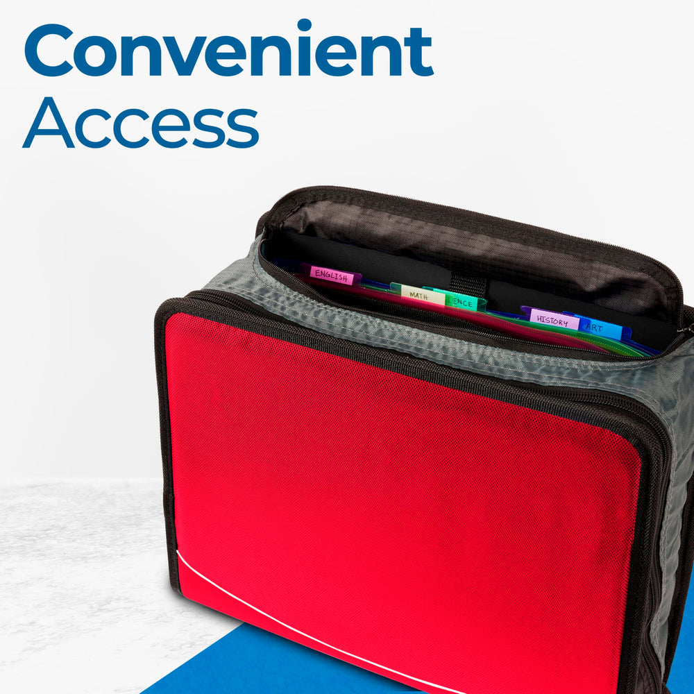 Case-it interior zip pocket with pens and calculator for protected small-item storage benefit