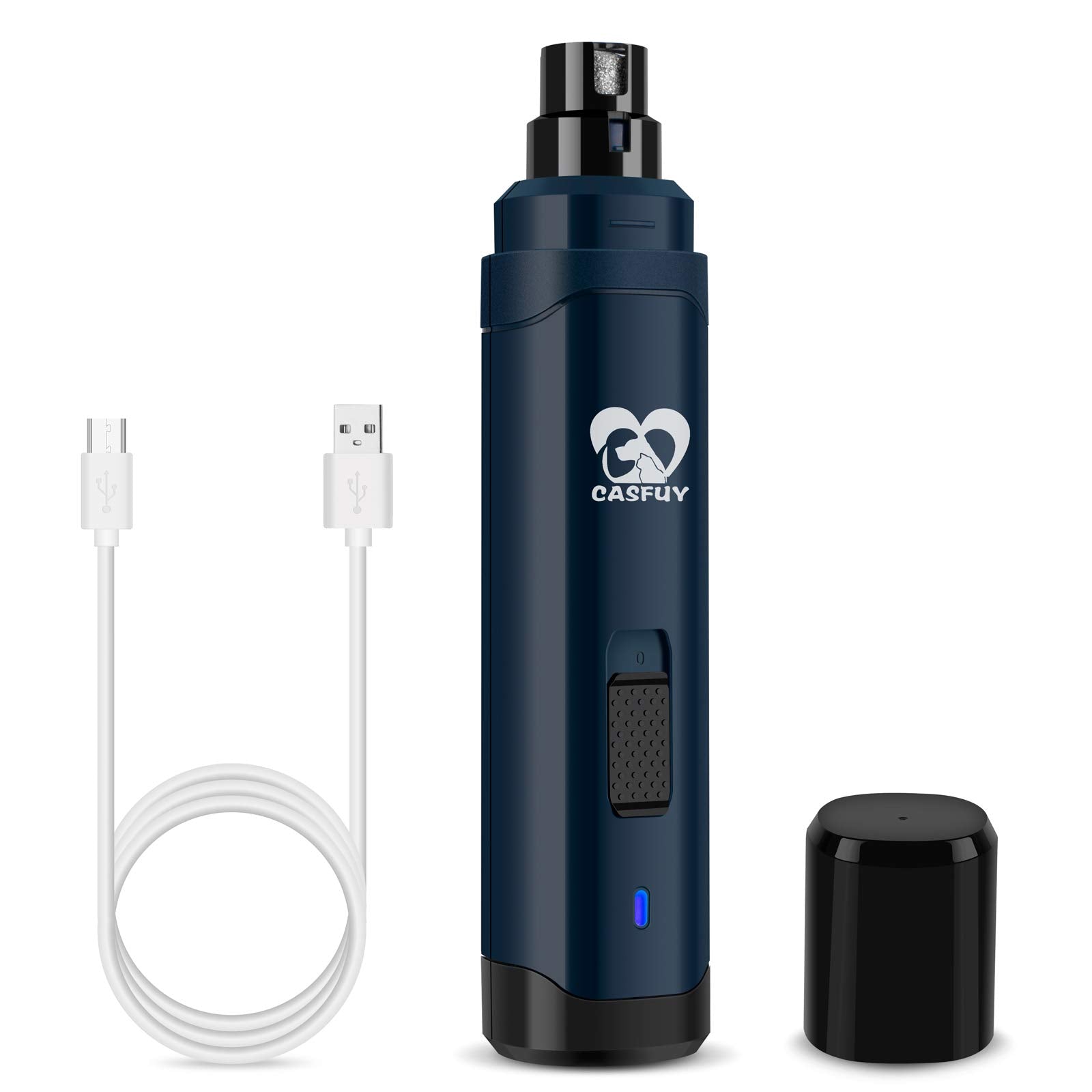 Casfuy front view of dark blue grinder showing compact design and portability benefit