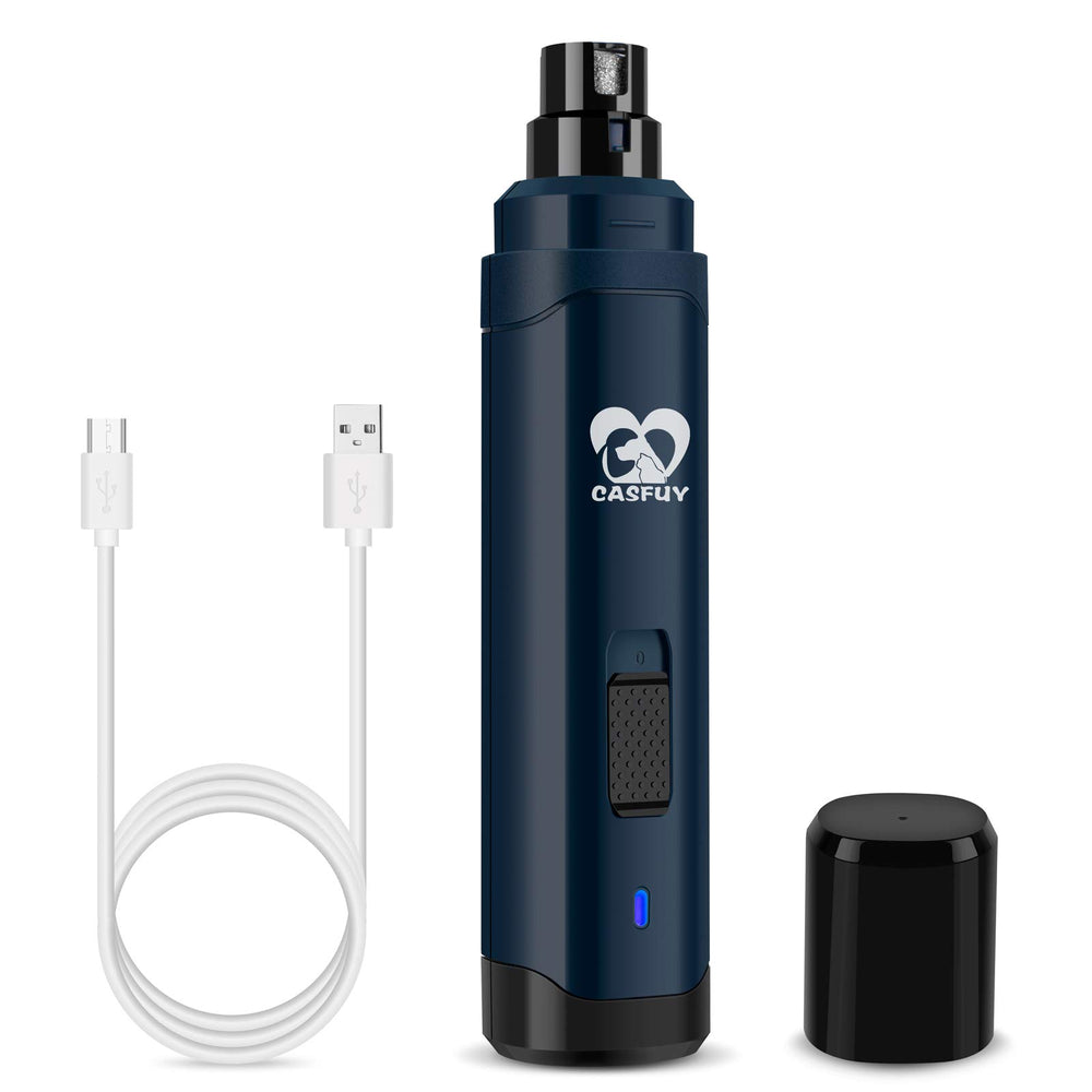 Casfuy front view of dark blue grinder showing compact design and portability benefit