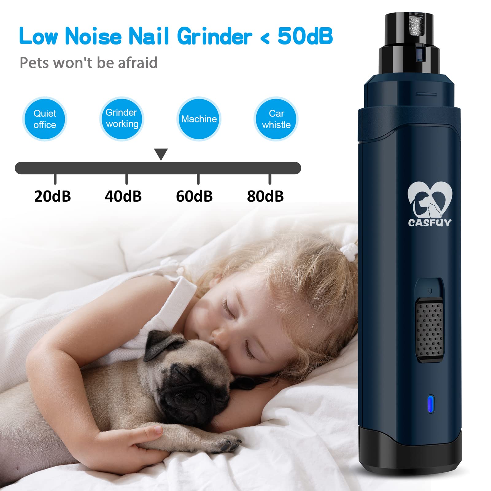 Casfuy three grinding ports displayed to show size options benefit for all pets