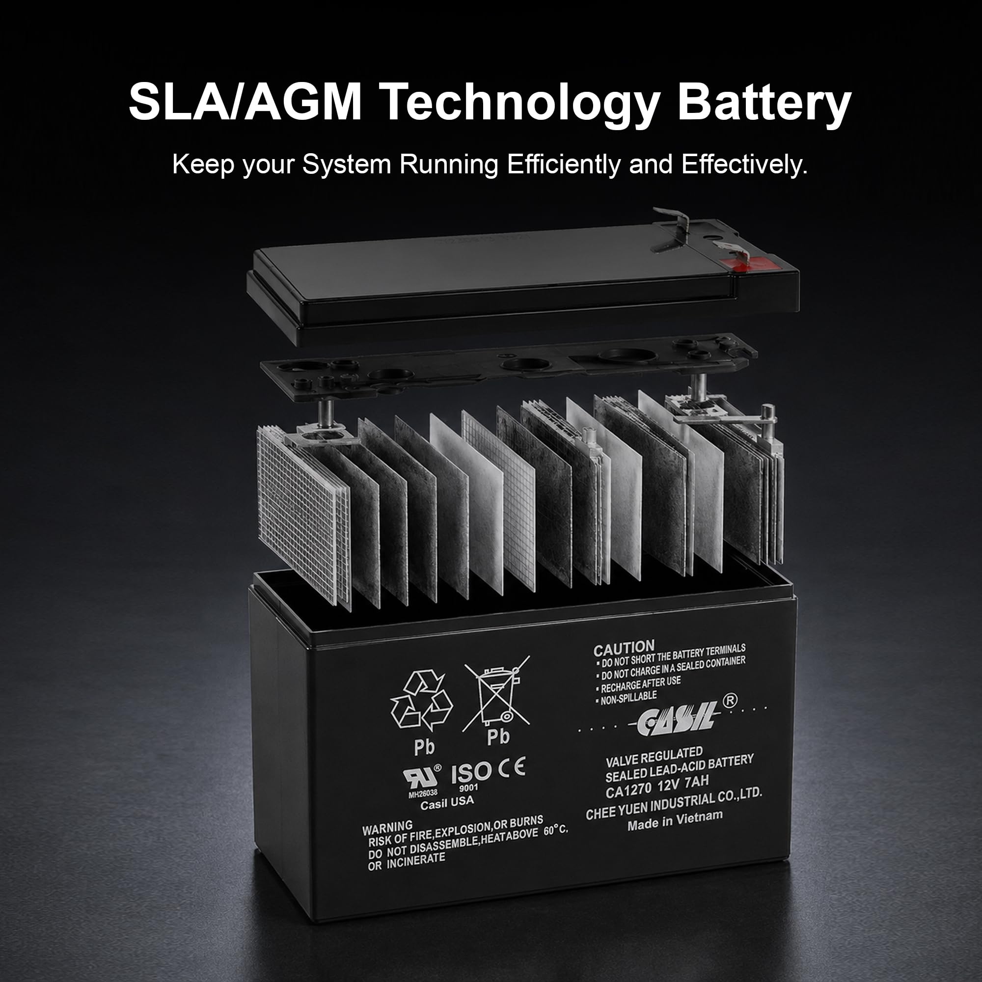 Casil CA1270 powering an emergency light illustrating reliable backup