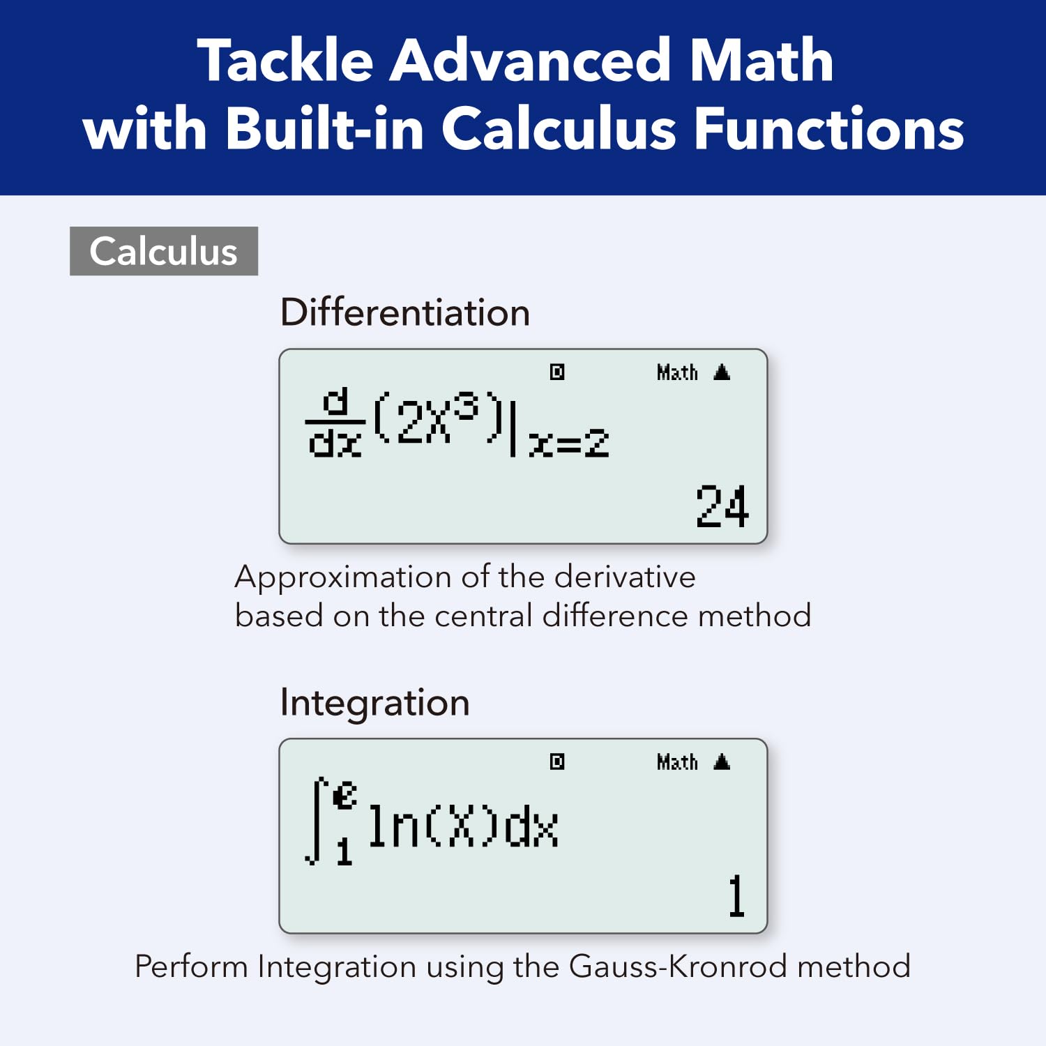 Casio matrix display demonstrating matrix functions for algebra