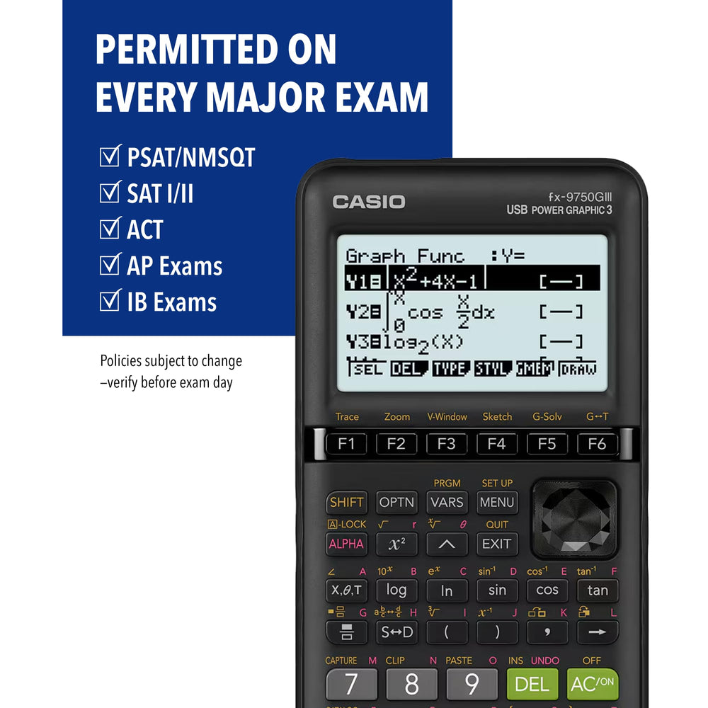 Casio fx-9750GIII showing MicroPython code on screen to practice programming