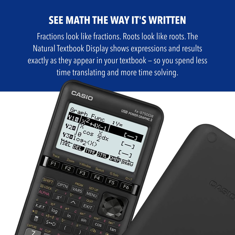 Casio fx-9750GIII connected via USB for easy file transfer and backups