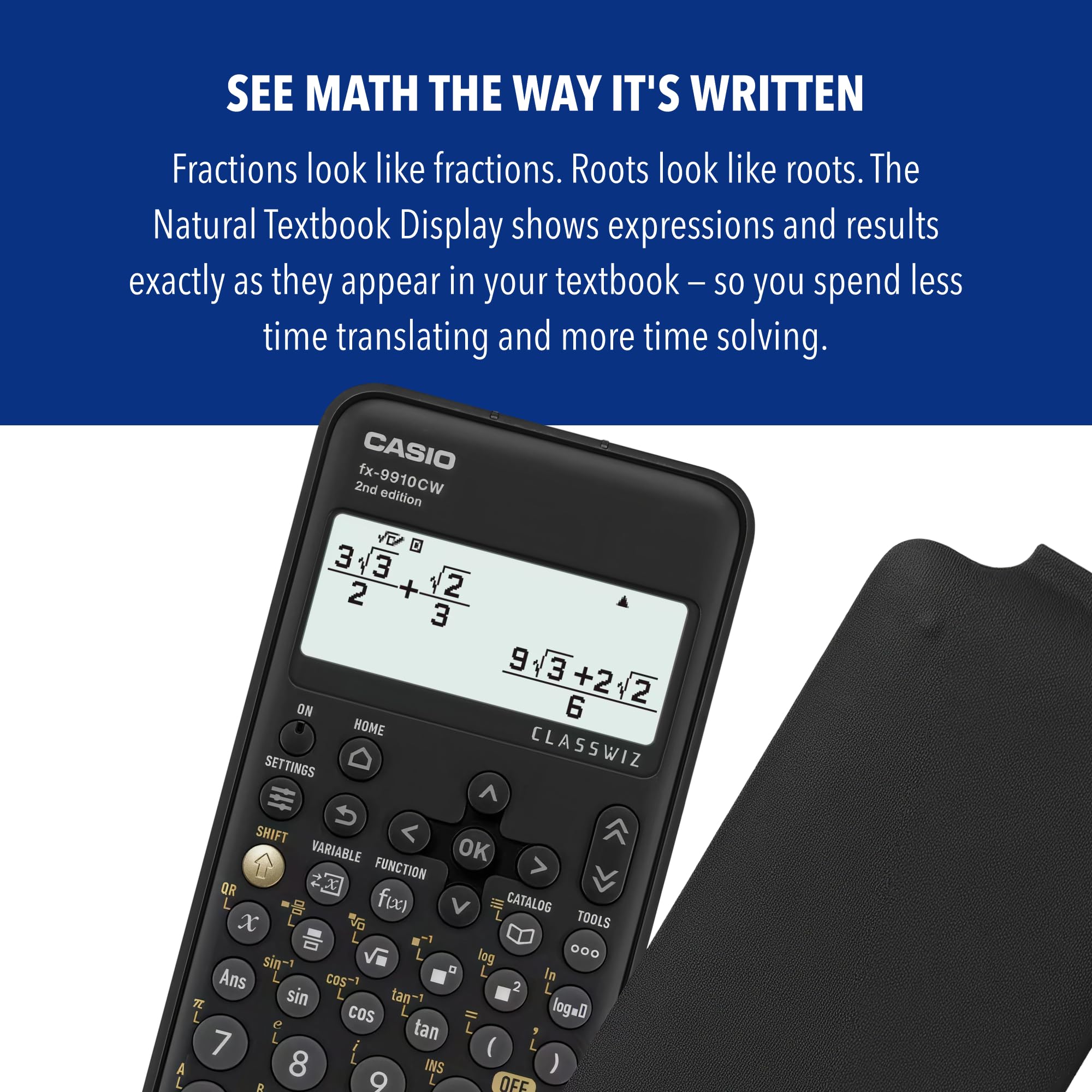 Casio spreadsheet screen showing on-device data entry for analysis convenience