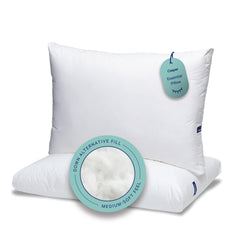 Casper Essential Pillow front packaging showing two standard pillows and benefits