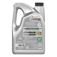 Castrol GTX five-quart bottle next to a ruler for size comparison and convenience