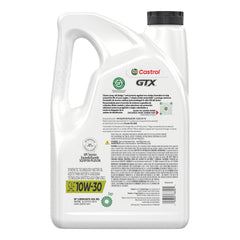 Close-up of Castrol GTX label highlighting API and ILSAC approvals for compatibility