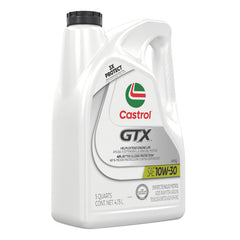 Pouring Castrol GTX 10W-30 into an engine to demonstrate smooth flow and protection