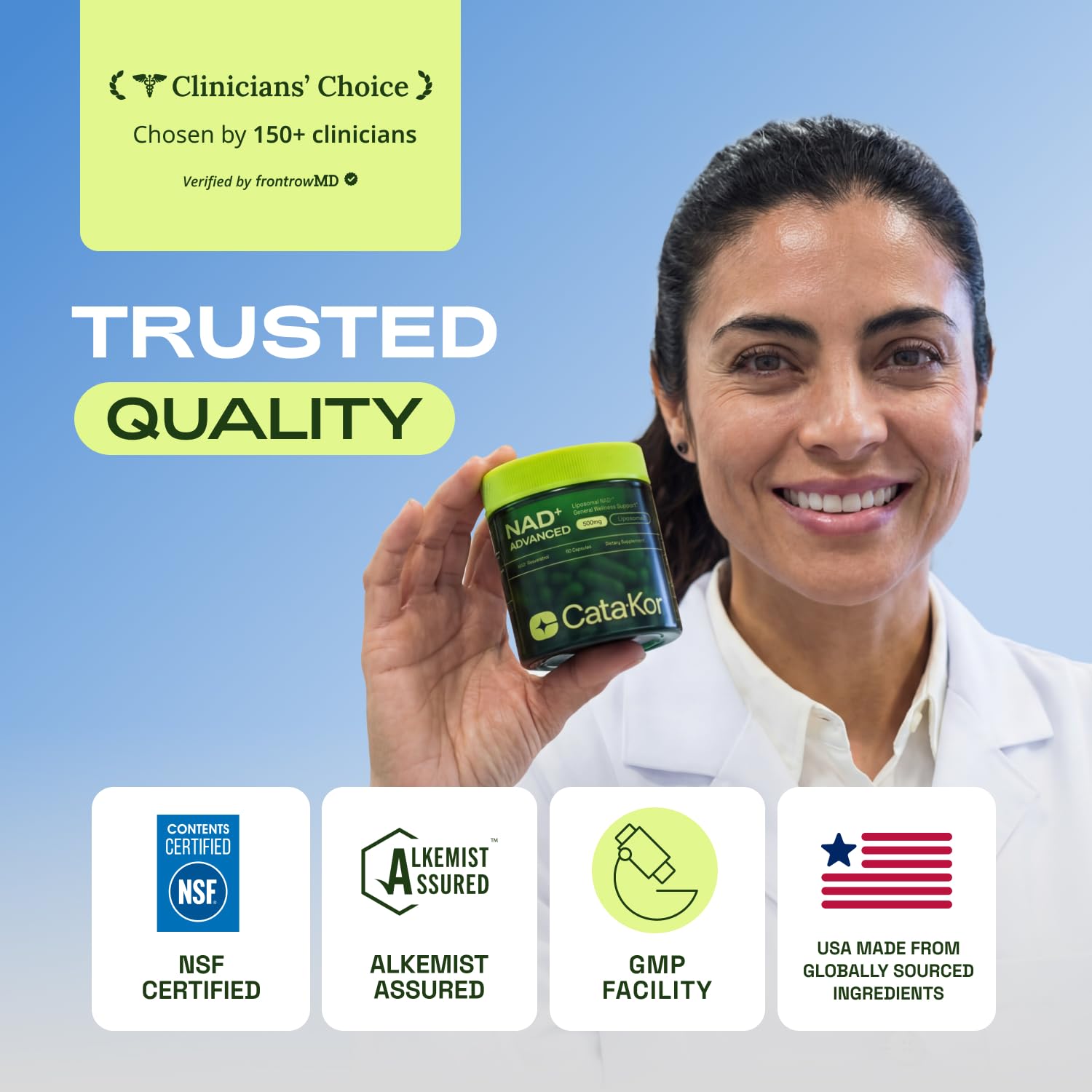 Cata-Kor capsules in hand demonstrating serving size and portability
