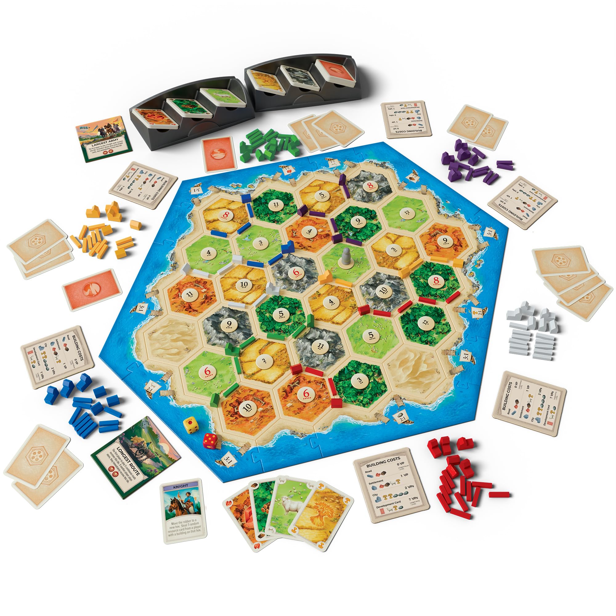 Group playing CATAN with the 5-6 player expansion, CATAN in-action increases trading and social play